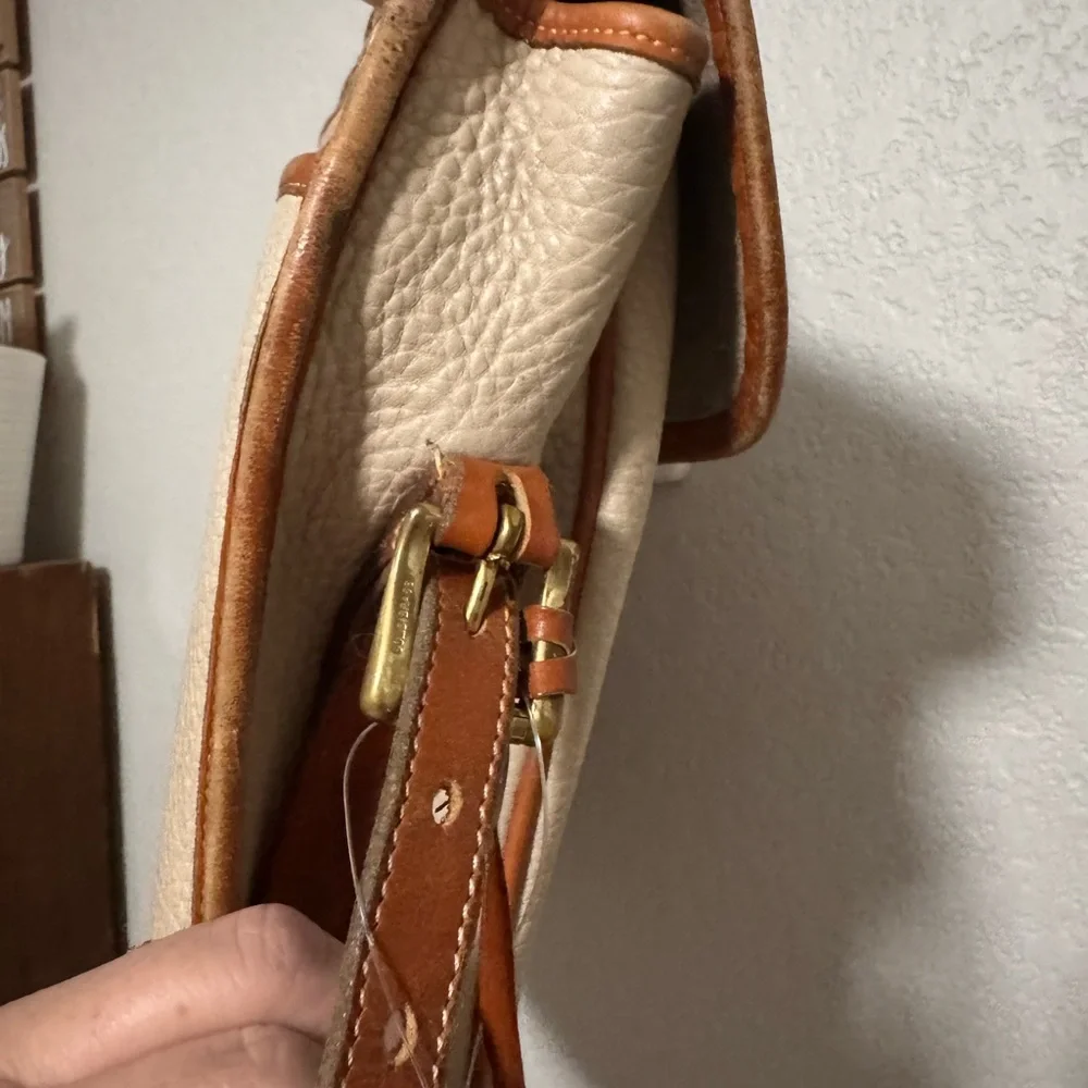 Dooney & Bourke Beige and Brown Leather Briefcase Shoulder Bag